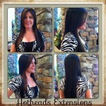 four images of front back and sides of long hair extensions